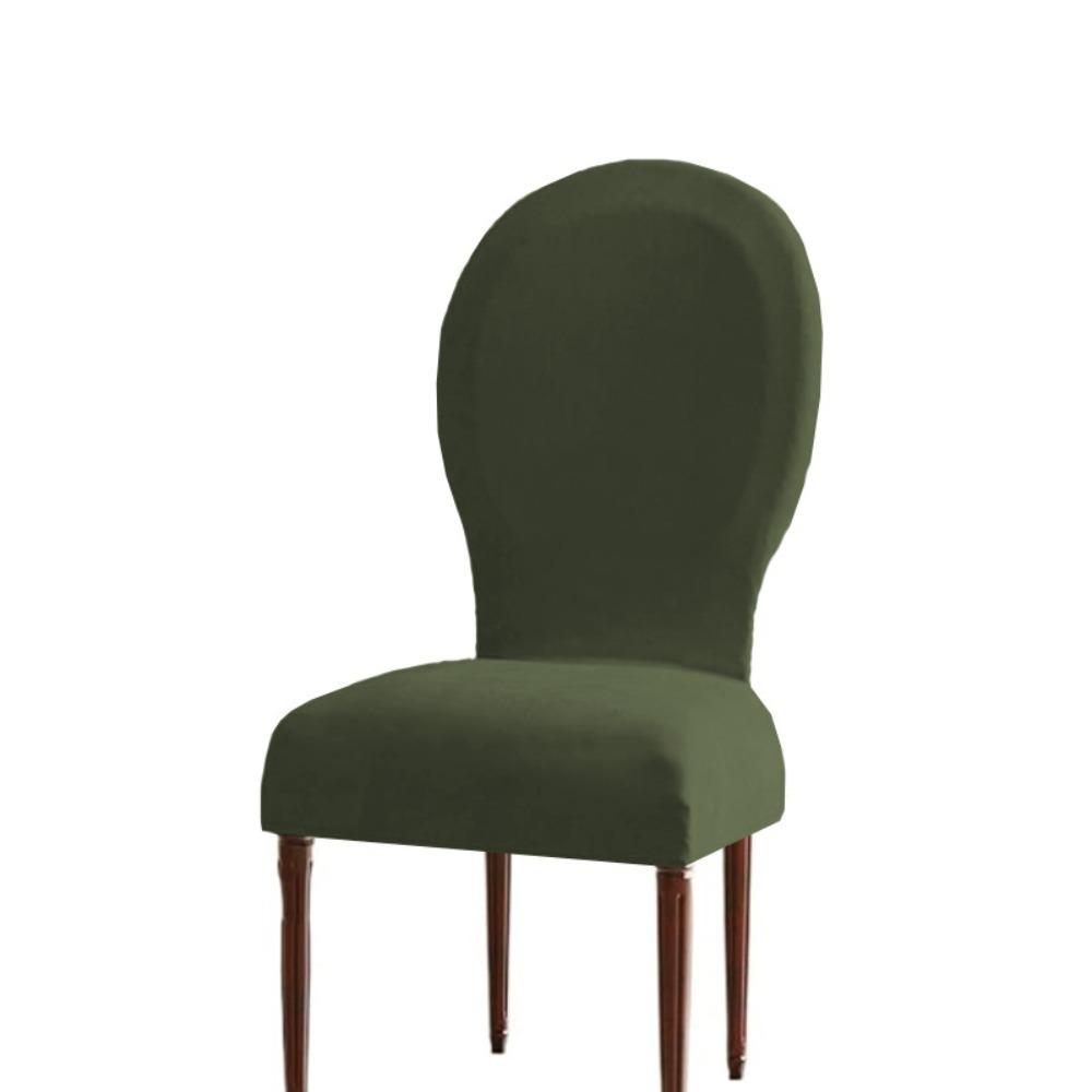 Solid Color Velvet Round Back Dining Chair Cover Thickened Protective Seat Case Hotel зелёный
