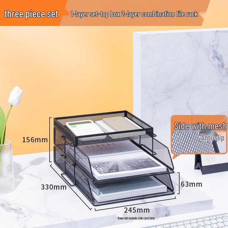 Metal Office Desk Organizer - Multi-layer Document & File Holder for A4 Books & Textbooks