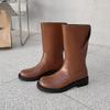 Early autumn clamshell rear split middle boots retro thick heel round head autumn and winter new Martin boots women