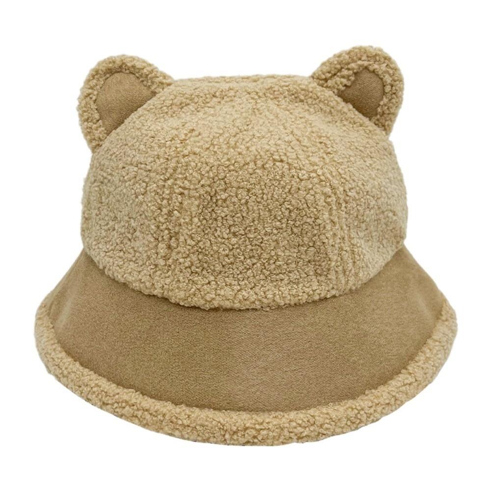 Fuzzy Faux Fur Fisherman Cap Fluffy Plush Warm Hats Cat Ear Fisherman Cap  Outdoor Wear