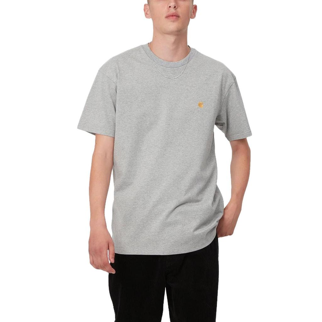 Carhartt WIP S/S Chase T-Shirt Grey Heather/Gold Men Streetwear I026391-00MXX