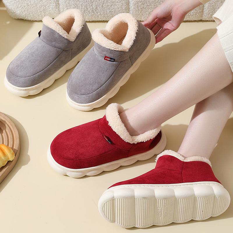 2025 Winter Platform Plush Slippers Women Comfy Soft Sole Cotton Indoor Shoes Woman Non Slip Windproof Warm Snow Boots Female