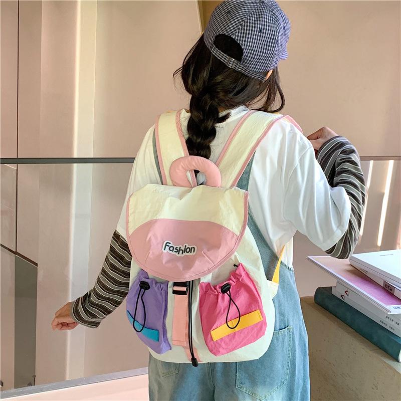 Schoolbag Dopamine Mountaineering Bag Cute Color Matching Boys and Girls Backpack New School Bag Lightweight and Versatile Travel Children's Bag