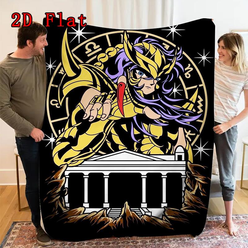 Gold Saint 2D Flat Pattern Flannel Blanket High quality All Seasons Warmth and Comfort Perfect for Christmas Gifts.MMT0918324