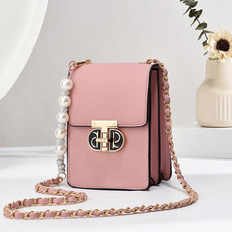 

Stylish Mini Phone Bag For Women In Trendy Colors Soft Pu Fabric And Chic Chain Design рожевий