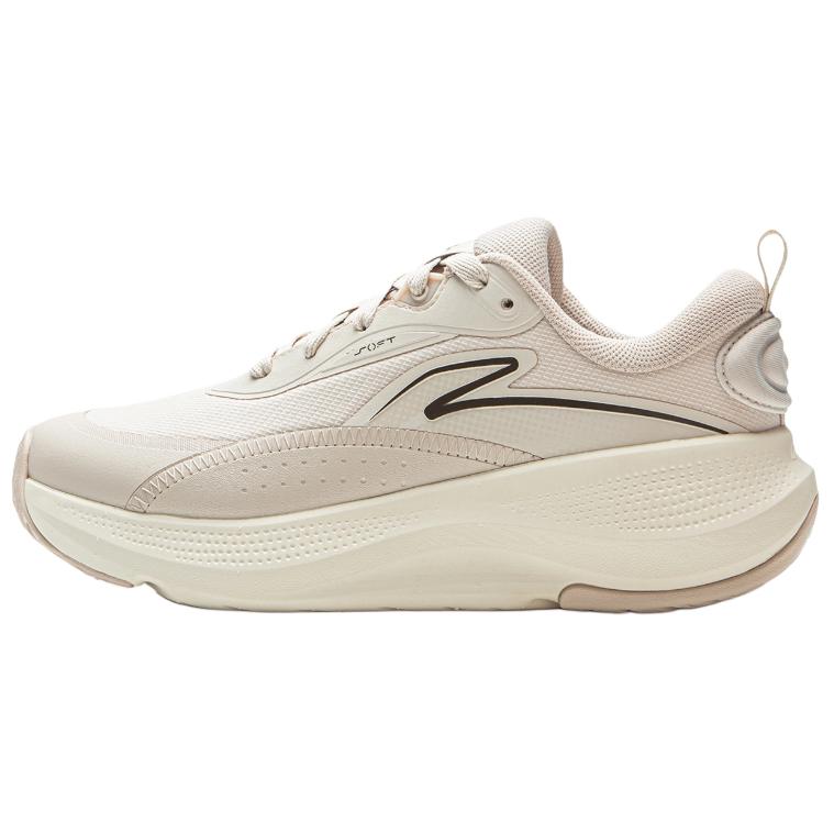 Li-Ning Soft Comfortable Trendy Casual Fabric Low-Top Running Shoes Women sneaker Beige AGLV178-2 37