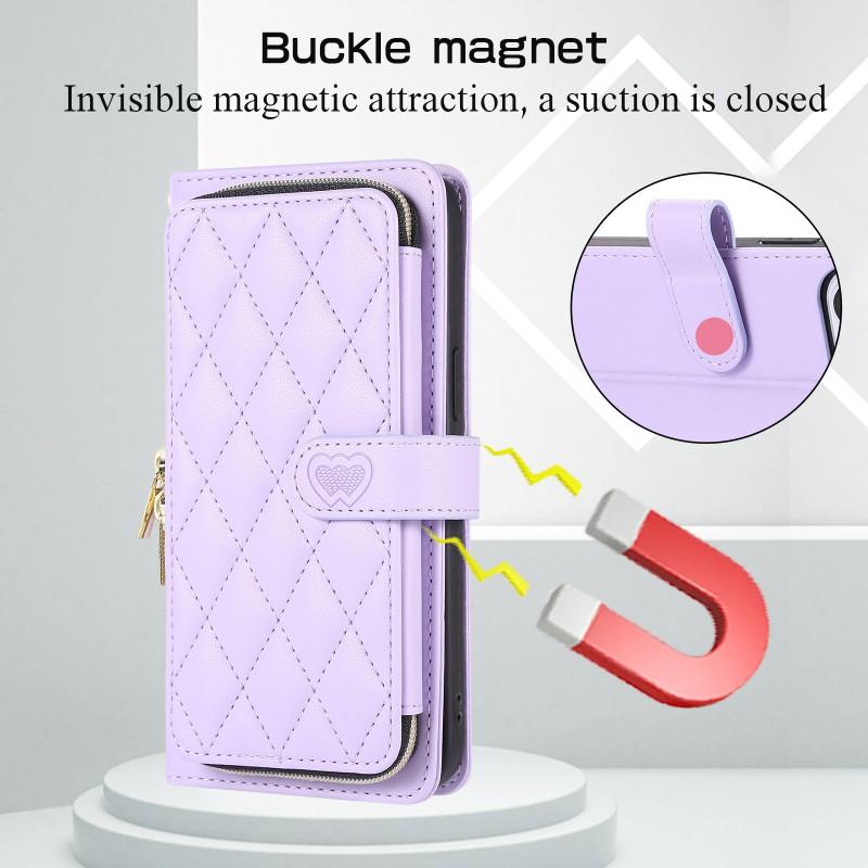 Luxury Zipper Phone Pouch IPhone 15 Slim Card Holder With Wrist Strap TPU Shockproof Case Korean Style
