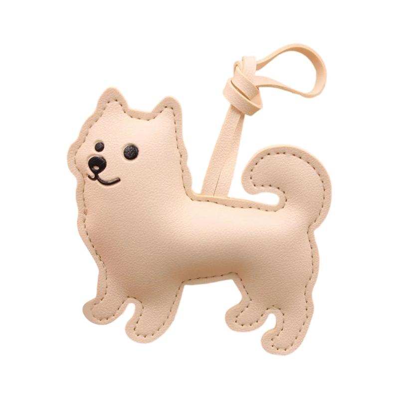 Chinese Pastoral Dog PU Leather Keychain Bag Charm Handbag Pendant Lightweight Accessory For Everyday Use