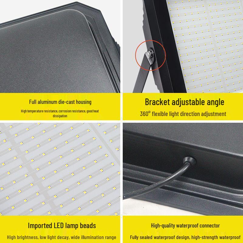High Power LED Outdoor Waterproof Floodlight - Ultra Bright Square Spotlight for Stadiums & Construction Sites