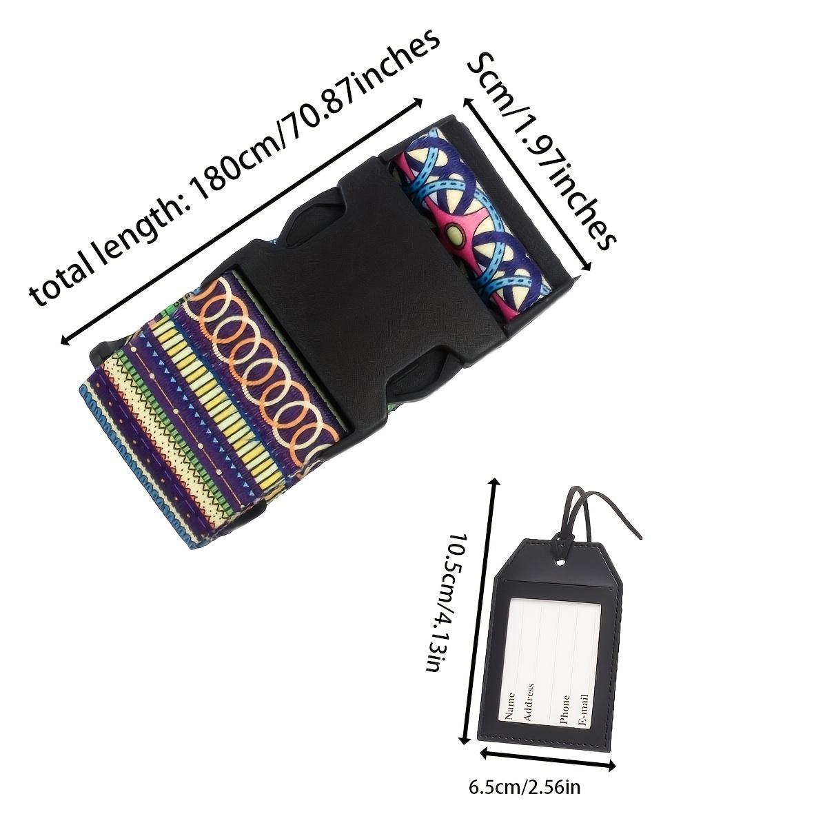 

Набор из 2 багажных ремней + ПУ бирка - Регулируемые, Этнический дизайн, Защита дорожного чемодана 2pcs