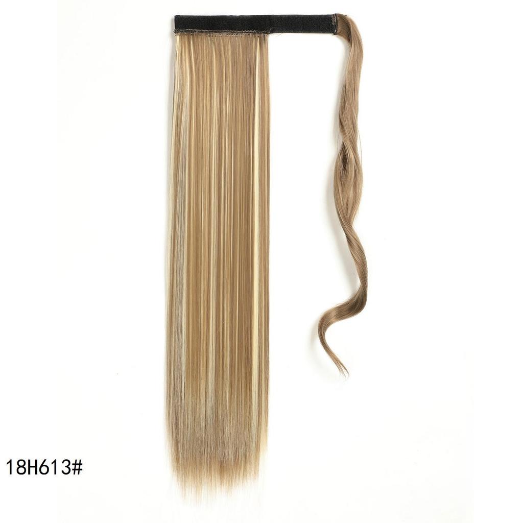 Synthetic Straight Ponytail Hair Extension With Velcro Wrap Design, 60cm Long Sleek Wrap Around Ponytail For Women Girls