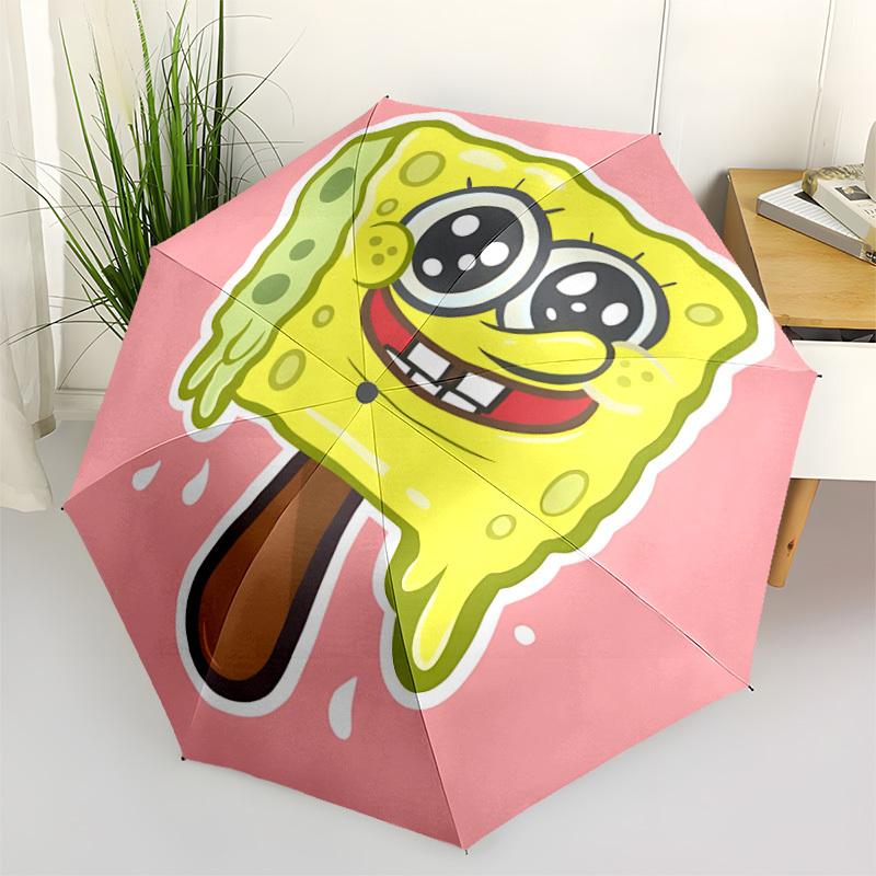1pc SpongeBob SquarePants Automatic Open/close Folding Portable Umbrella with 8-Rib Structure for Women/Men, All-Season Use A0901110