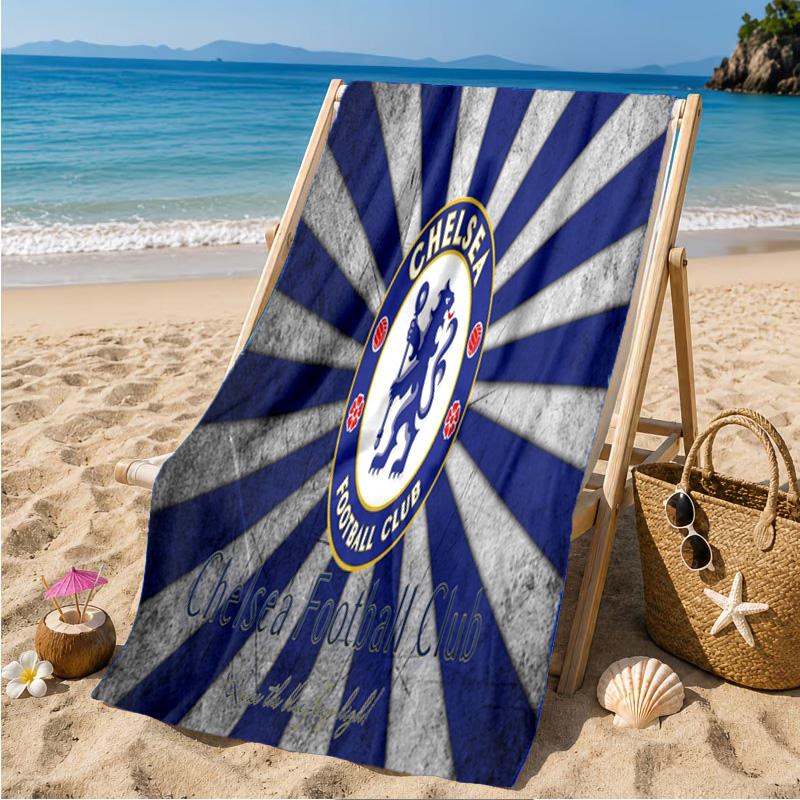 Chelsea Football Club Crest Beach Towel Microfiber Beach Towel, Lightweight and Quick-Dry, for Summer Travel, Swimming Pool Fan Birthday Gift