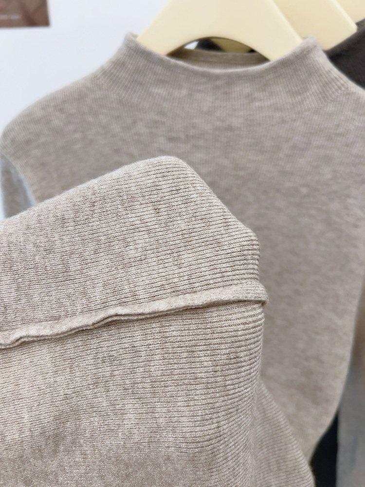 2026 Winter Slim Fit Half-High Neck Knit Sweater - Solid Color Base Layer