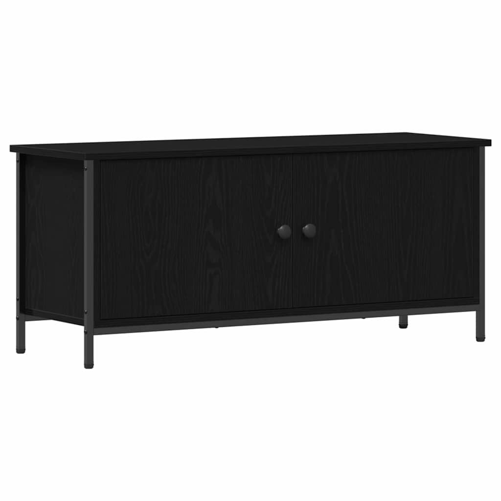 TV Stand Black Oak Effect 100 x 35 x 45 cm Engineered Wood