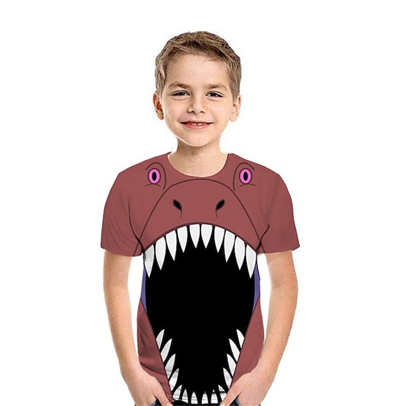 Vară Nou Tricou Mânecă Scurtă Copii Imprimeu Rechin Gigant Adâncimi Marine Top Copii Tricouri Desene Animate Casual Cămașă pentru Copil