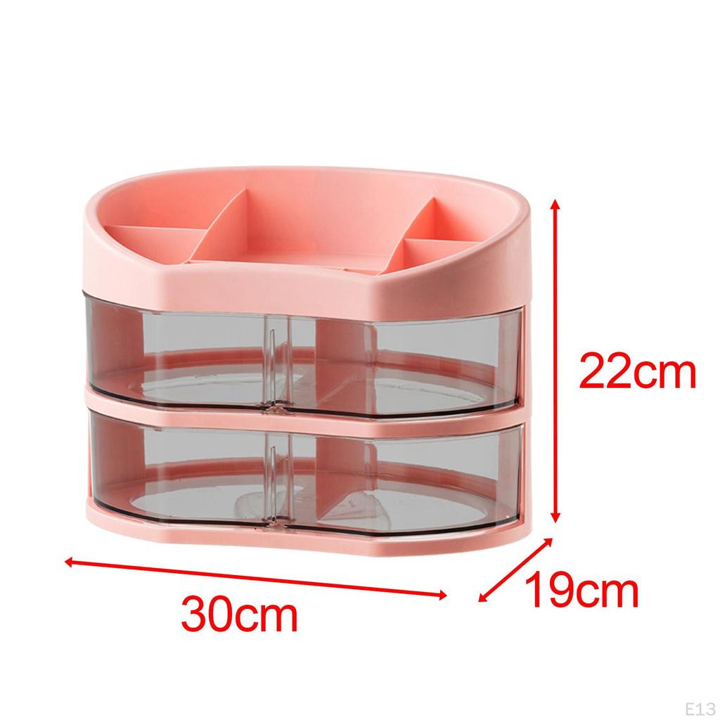 Jewelry Container with Rotatable Drawers Cosmetic Storage Box for Lipstick Dorms