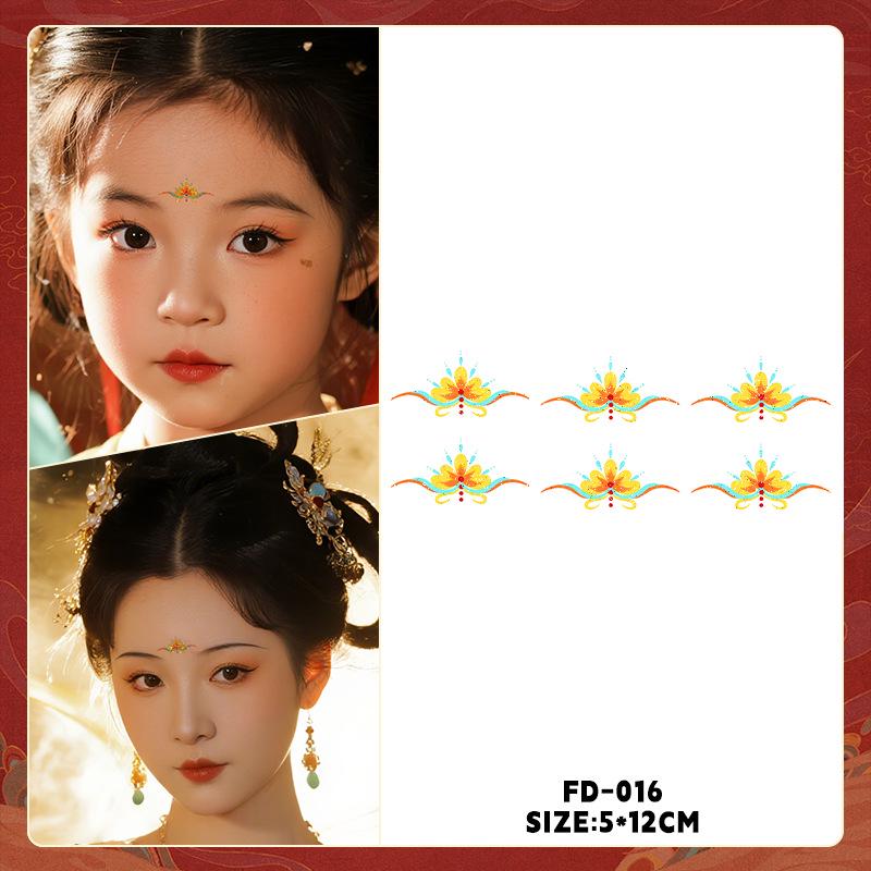 Ancient Style Dunhuang Glitter Face and Forehead Tattoo Stickers for Hanfu Costumes