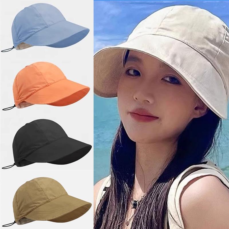 Women Summer Foldable Sunhat Adjustable Cotton Wide Brim Bucket Caps Outdoor Beach Fisherman Hat Sunscreen UV Protection Cap
