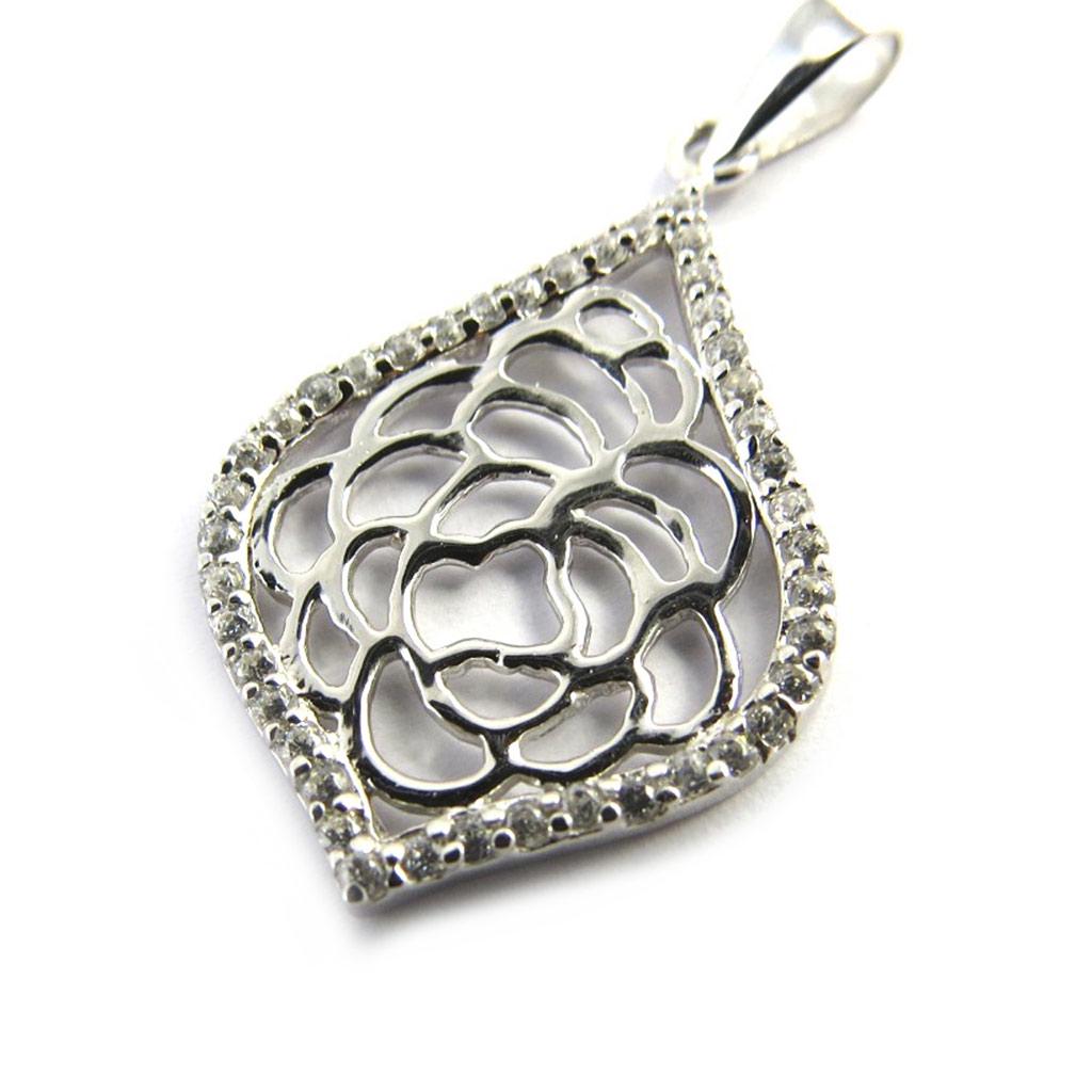 Les Trésors De Lily [M6504] - Pendentif Argent 'Rosa Romantica' blanc