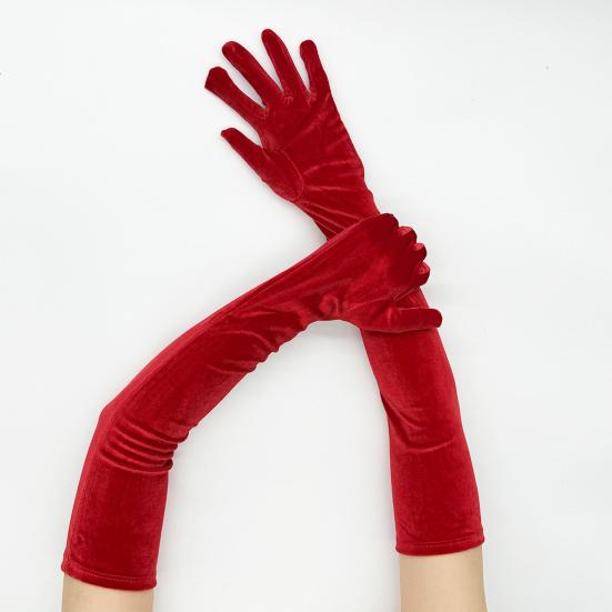 Women Velvet Long Gloves Retro Elbow Length Gloves 1920s Flapper