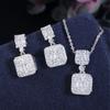 Needle Stud Earrings Slightly Inlaid Zircon Pendant Necklace Set Temperament Jewelry