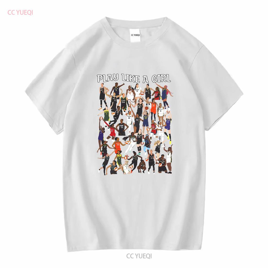 Spiele wie ein Mädchen WNBA Spieler Trikot T-Shirt lang- oder kurzärmlig Vintage gewaschen Weich Bequem Vielseitig homme Stilvoll