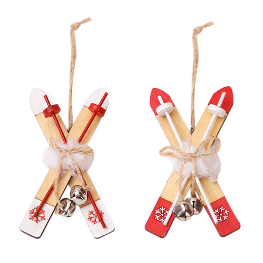Wooden Sled Shop Mall Window Pendant Xmas Tree Hanging Ornaments Christmas Decor