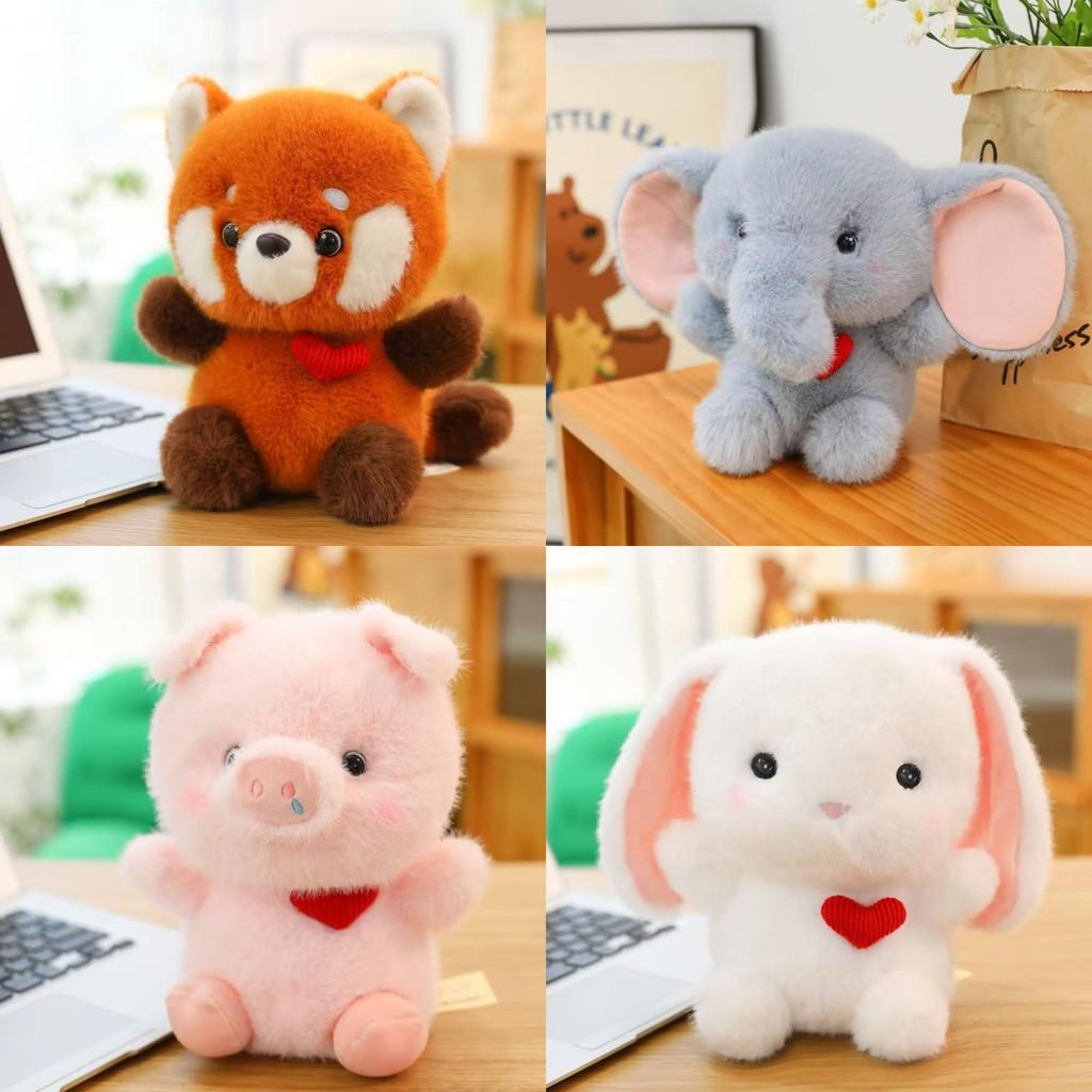 Heart Rabbit Elephant Raccoon Pig Plush Doll Cute Animal Pillow Kids Kidsroom Gift