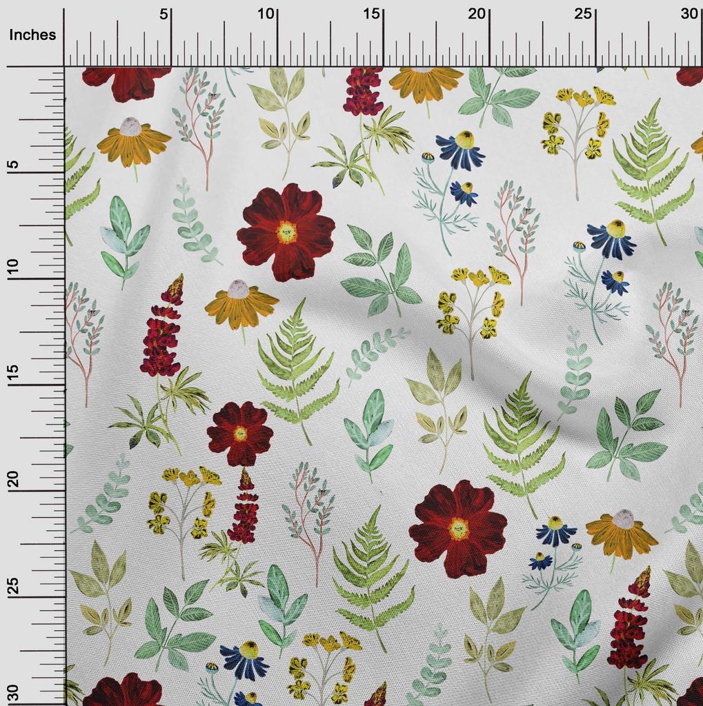 oneOone Cotton Poplin Brown Fabric Floral Watercolor Sewing Craft Projects Fabric Prints By Yard 42 Inch