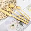 24pcs/6set Black Gold Dinnerware Set Western Knife Fork Spoon Cutlery Set with Rack Stainless Steel Tableware Flatware Holder Eating Utensils