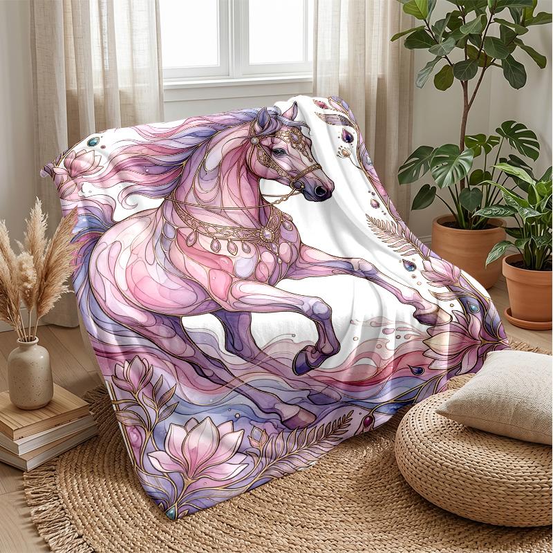 Fantasy Horse Garden Theme blanket Lightweight Warm Flannel Blanket Decorative Throw Blanket for Home Decoration