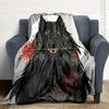 1pc Wolf Flowers Blanket, Lightweight Flannel Throw Blanket For Sofa, Bed, Travel, Camping, Living Room, Office, Couch, Chair, And Bed