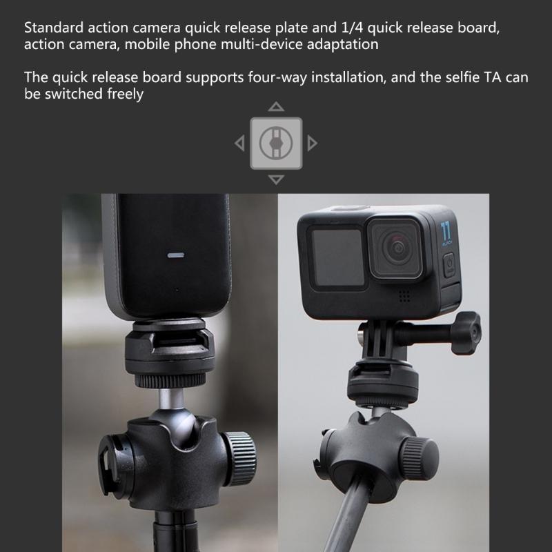 Versatile Sports Camera Mounting Kit Quick Release Tripods Mount Adapter Standard 1/4 Screw Port for 360 X2 X3 Cameras