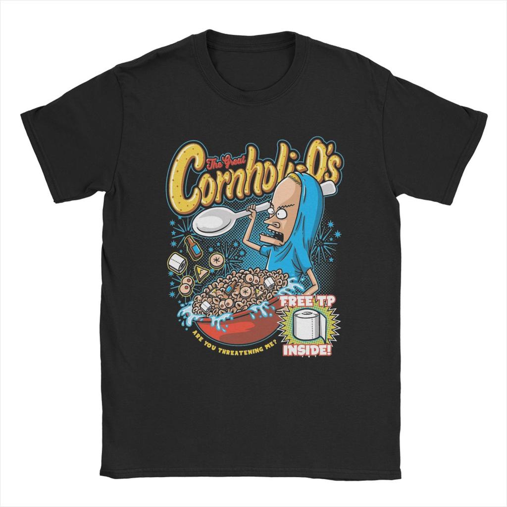 Cornholi-Os Beavis And Butthead T-Shirt for Men Vintage Cotton Tee Shirt O Neck Short Sleeve T Shirt Gift Idea Clothing