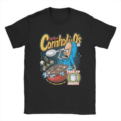 Cornholi-Os Beavis And Butthead T-Shirt für Herren Vintage Baumwoll-T-Shirt O-Ausschnitt Kurzarm T-Shirt Geschenkidee Kleidung