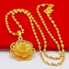 Vietnam Sand Blooming Wealth Necklace Hollowed Flower Lotus Pendant Luxury Clavicle Chain  Gifts