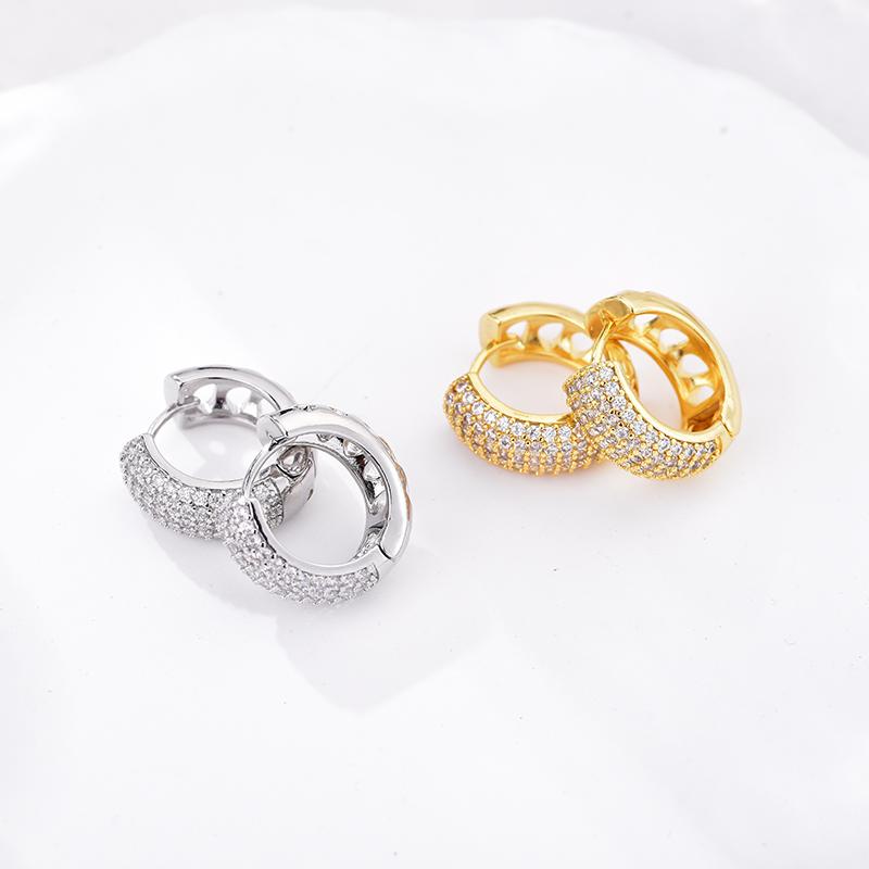 Luxury AAAA Zirconia Round Huggie Hoop Earrings For Women Geometric Ear Buckle Wedding Engagement Party Trendy Classic Jewelry