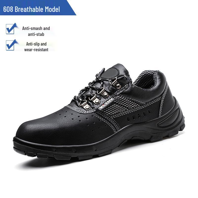 Cowhide Steel Toe Safety Shoes: Anti-Smash, Puncture, Acid & Alkali Resistant, Wear-Resistant, Solid Sole for Construction Work