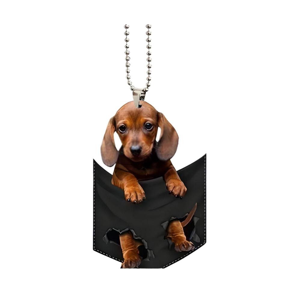Creative Cute Cloth Bag Puppy Car Rearview Mirror Pendant Backpack Keychain Accessories Home Decorations