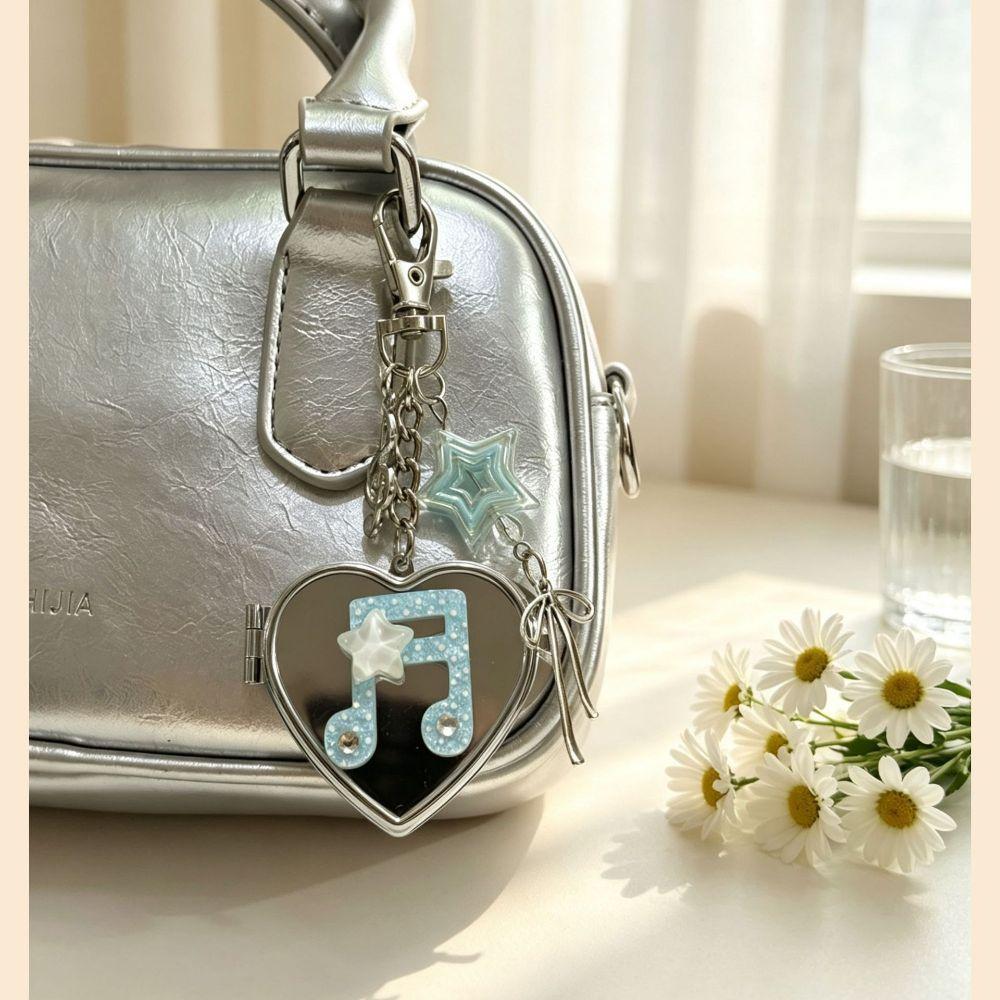Lightweight Bag Charm Pendant Heart-Shaped Makeup Mirror Accessories Mirror Keychain Daily Use