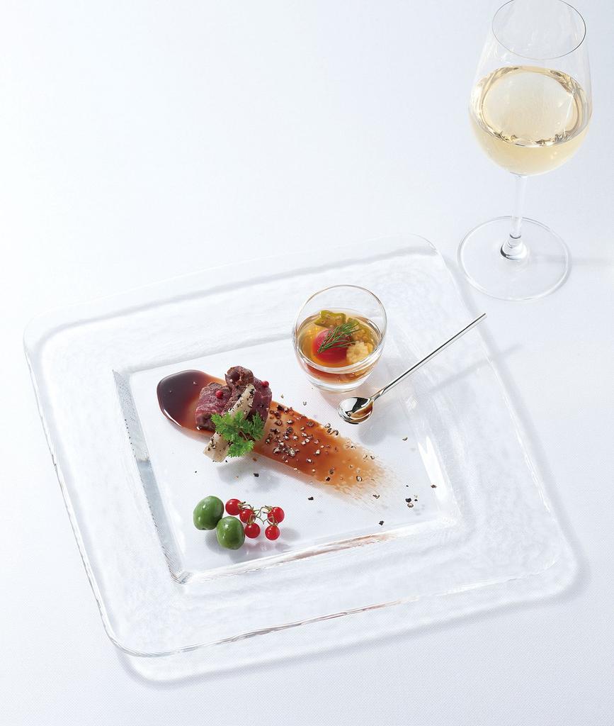 Toyo Sasaki Glass Orbit Square Plates, 280mm, Set of 2, Made In Japan, Large Platters, Glass Dishes, Tableware, Item 46351