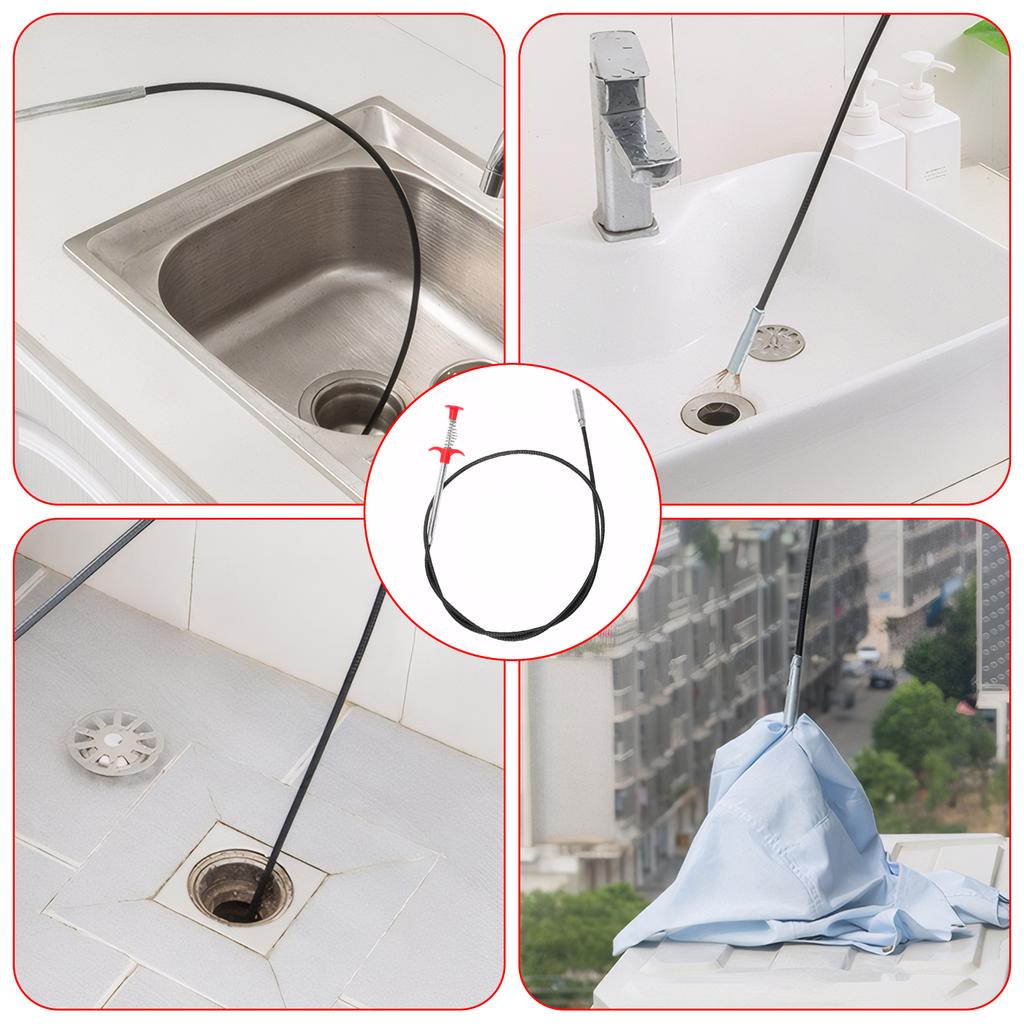 Bendable Drain Auger Multifunction Spring Loaded Grabber Reusable Drain Clog Remover for Kitchen Sink Bathroom Cleaning Tools