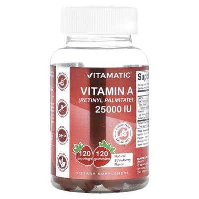 Vitamin A (Retinylpalmitat), Natürlicher Erdbeergeschmack, 25.000 IE, 120 Gummibärchen