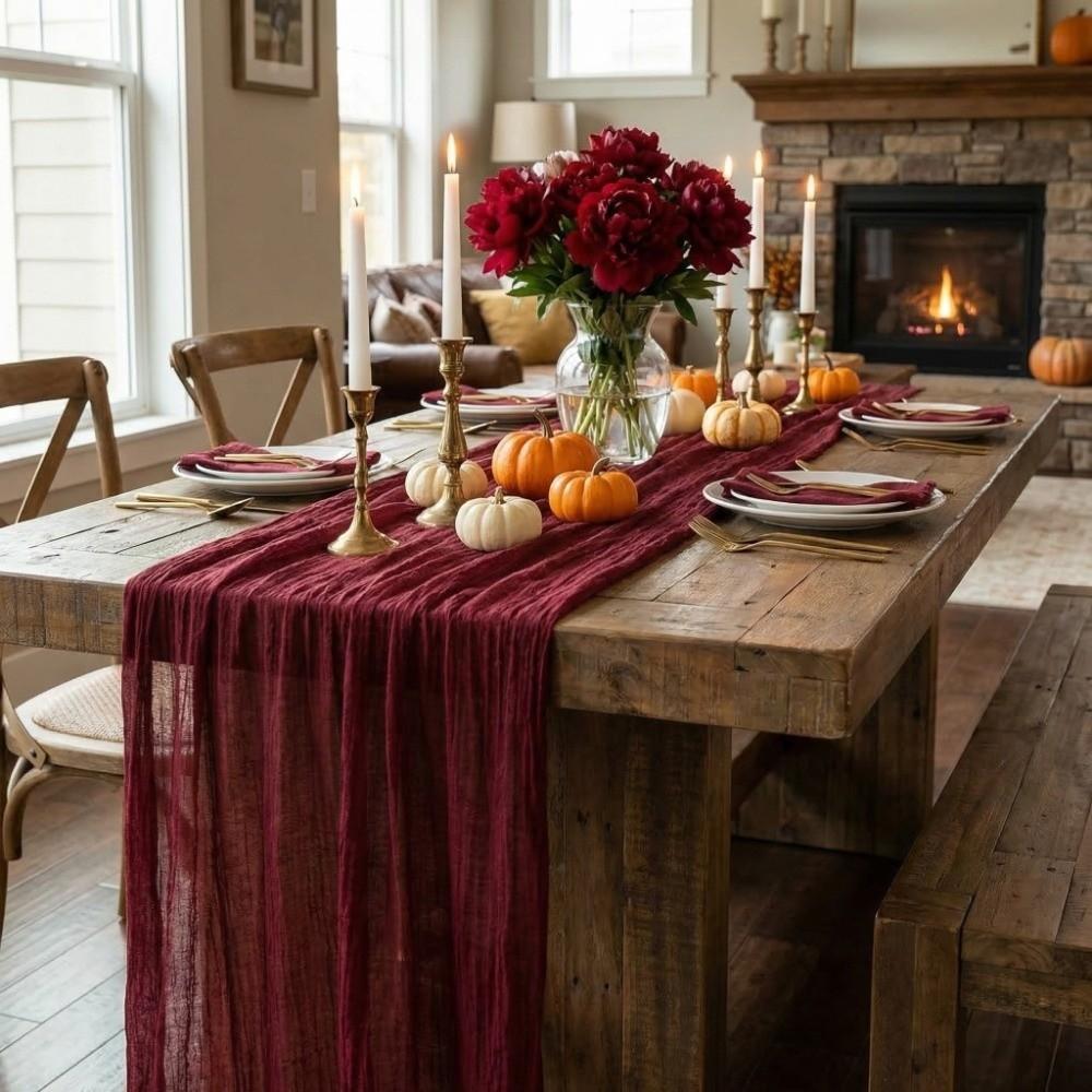 Vintage Gauze Tablecloth Seersucker Wedding Decoration Long Table Runners  Home