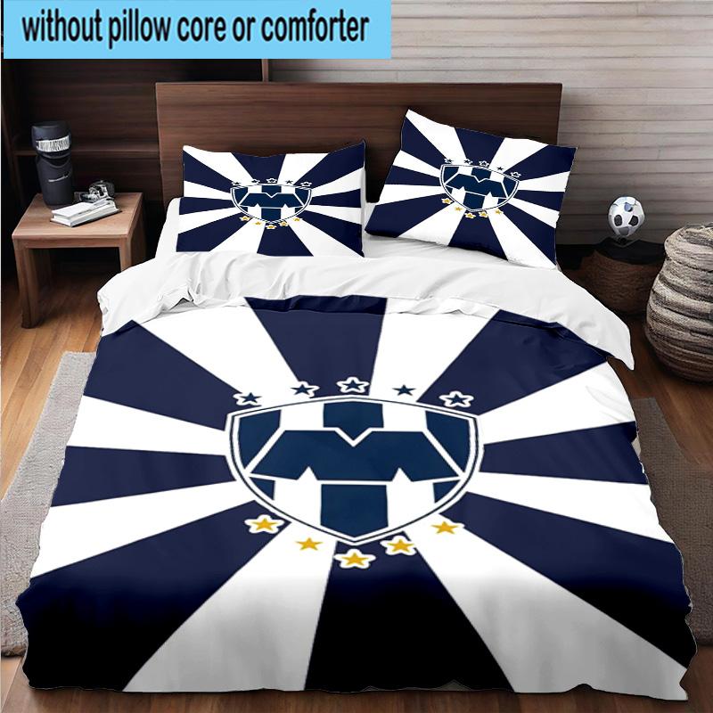 3pcs Monter-rey Football Crest Art Printed Bedding Set Duvet Cover Closure Includes 1 Duvet Cover & 2 Pillowcases Bedding Sets Home Decor Gifts