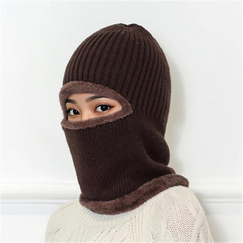 Winter Warm Knitted Hats Scarf Set Warm Beanies Wool Knit Caps Men Women Outdoor Cycling Ski Cold Protection Neck Mask Hat