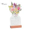 2025 Bloomy Flower Calendar Bloomy Flowers Desk Calendar with Wooden Base Daily Schedule Planner for Bookmark Postcard Wall Decoration