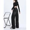 Black and gray high-waisted wide-leg jeans for women's spring, new loose and thin straight extended pants