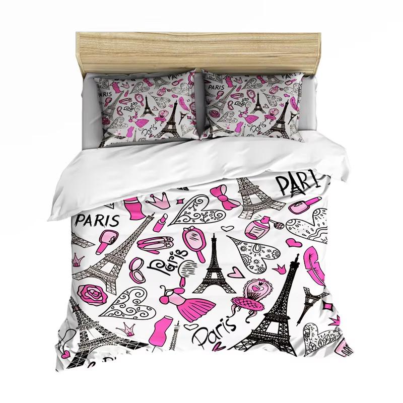 Eiffel Tower Duvet Cover Set Paris Twin Full Queen King Bedding Set For Girl Women Couple Room Romantic Theme Comforter Cover